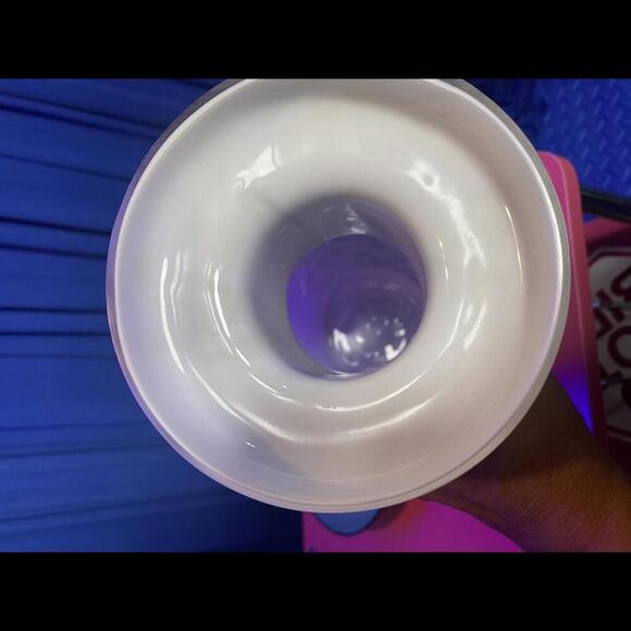 Contemporary White Glass Vase with Black Swirl Design. - Picture 3 of 4